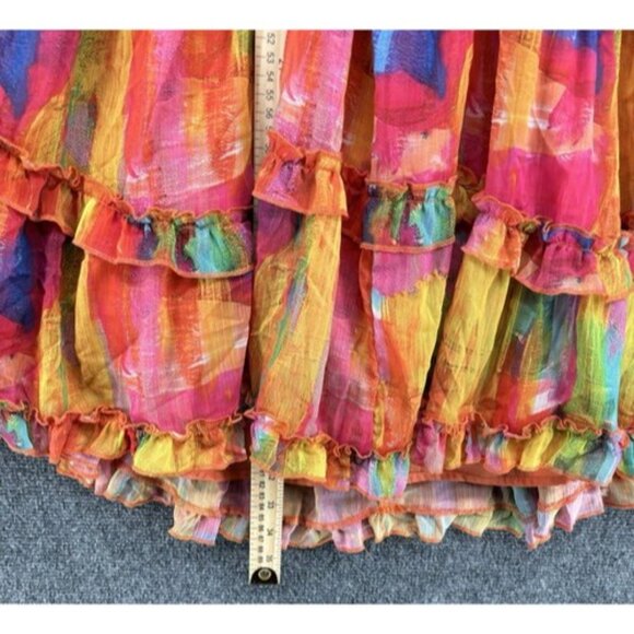 Lilly’s Kloset Women’s XL Ruffled Tie Dyed Halter Dress Peek A Boo Front & Back - Picture 12 of 14